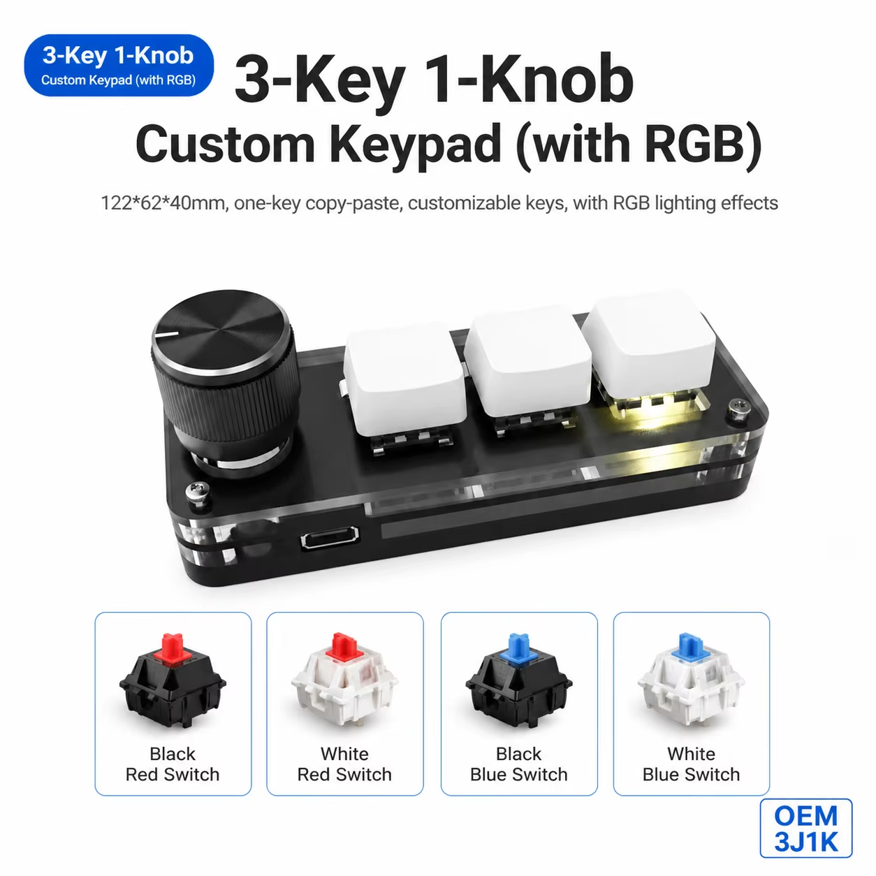 Programmable 3 Keys With Knob  - Gaming Keyboard Number Pad recension och pris